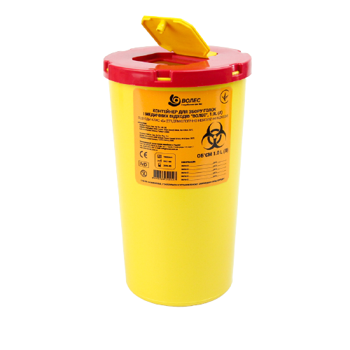 Контейнер для збору голок і медичних відходів "ВОЛЕС", 1.0L (Л) (8698934340327)